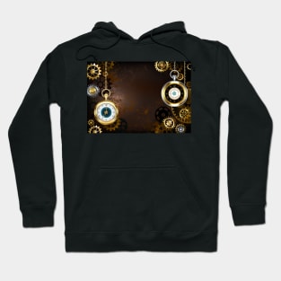 Brown Background with the Clock ( Steampunk ) Hoodie